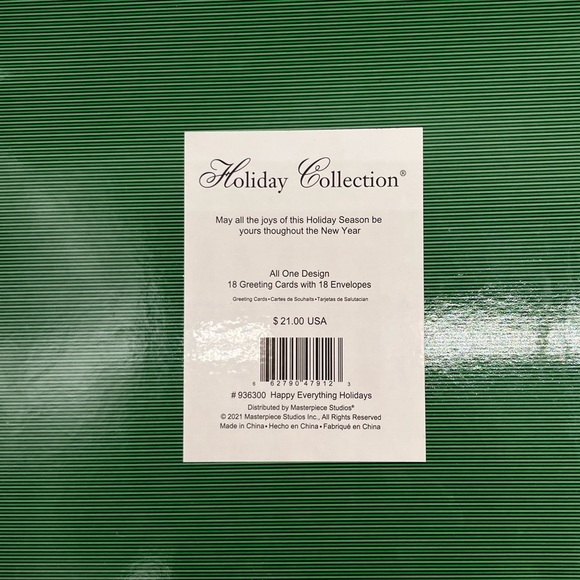 Holiday Collection Christmas Cards Happy Holidays- Gold Lined Envelopes 18 NWT - Picture 3 of 4